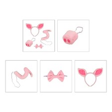 1/4Pcs Kids Animal Fancy Costume Set Pink Pig Ears Headband Nose Tail bows Tie