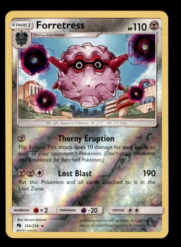 Forretress 124/214 Rare Lost Thunder Pokemon Reverse Holo Near Mint