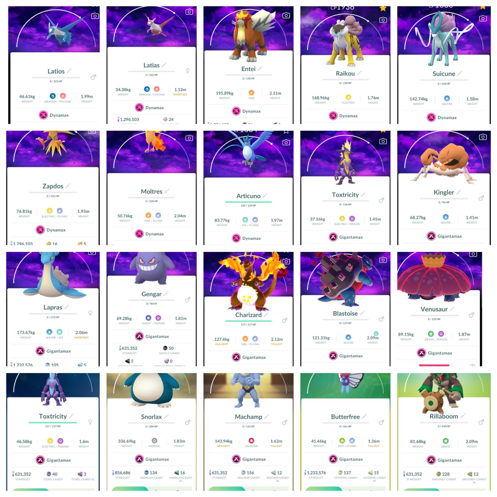 Pokémon Go ⚡Non Shiny Gigantamax⚡Dynamax   Registered  or 30 day Tr@de ⚡