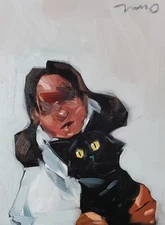 16x20" Collectible Artist Jose Trujillo Art PRINT Painting Abstract Portrait Cat