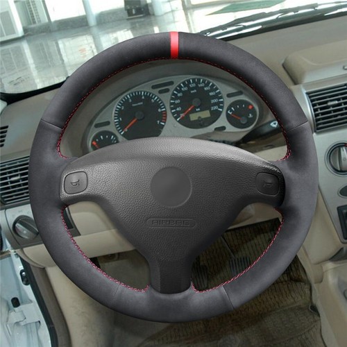 Black Genuine Leather Suede Steering Wheel Cover For Opel Astra G T98 Corsa B - Picture 12 of 13