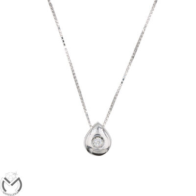 Halskette Weißgold 750 18 KT Punto Luce Diamant 0,05 CT -06 / Ve