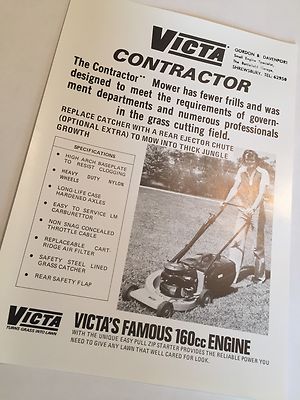 VICTA Mäher Auftragnehmer rotierender 160cc Motor - Original 1980er Jahre Vintage Broschüre