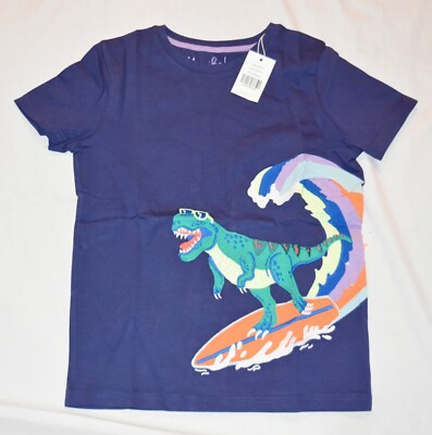 Mini Boden Applique Shirt Surfing Dinosaur Blue NWT New 9-10