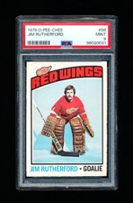 1976 OPC HOCKEY 88 JIM RUTHERFORD PSA 9 MINT RED WINGS GOALIE