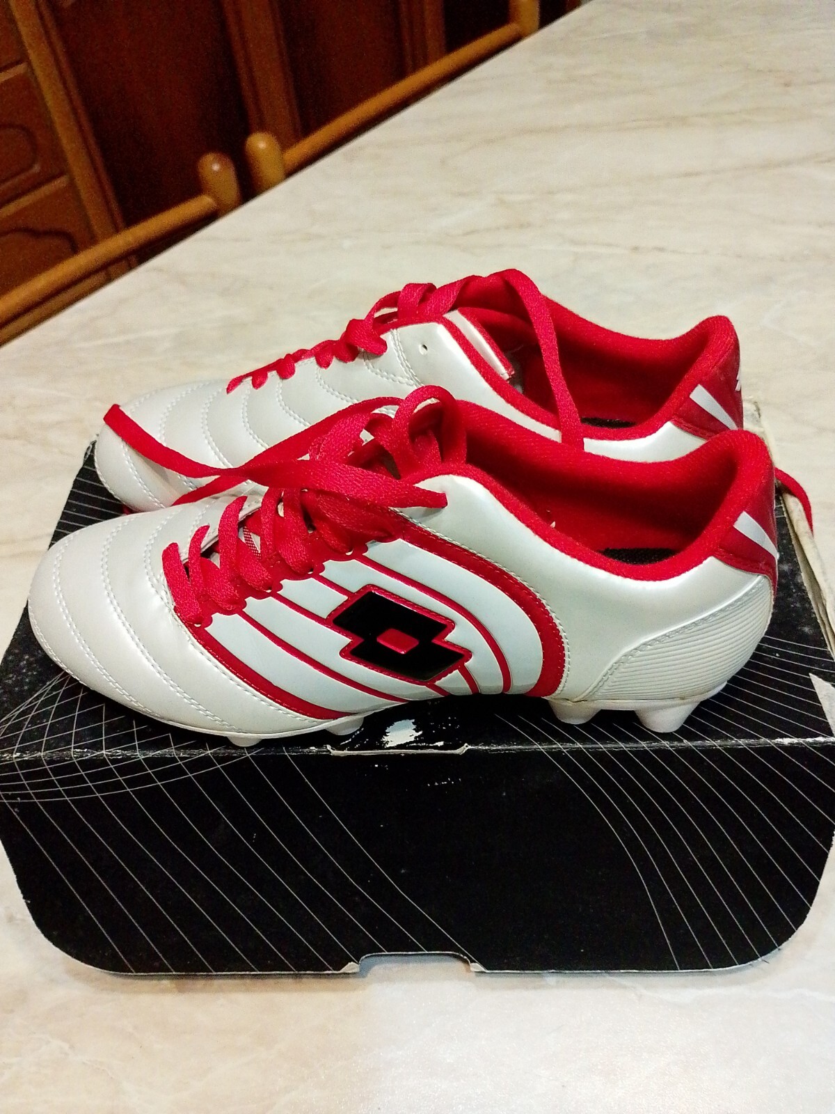 Scarpette Calcio Lotto Kaos ll HG R Bianco Rosso Tacchetti Gomma