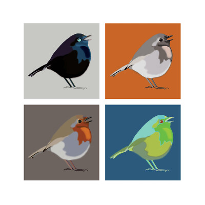 Christmas art gift Wildlife 'Red Robins' Signed Print 280mm x 280mm