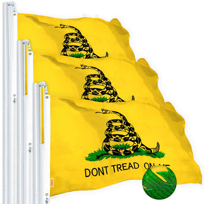 NEW G128 Gadsden Don't Tread on Me Flag 3-Pack 2.5x4 FT, Emb Spun Polyester