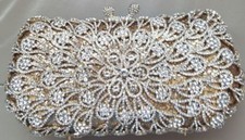 Accent In Gold Handbag / Purse / Clutch Christal Couture W- Swarovski Crystals