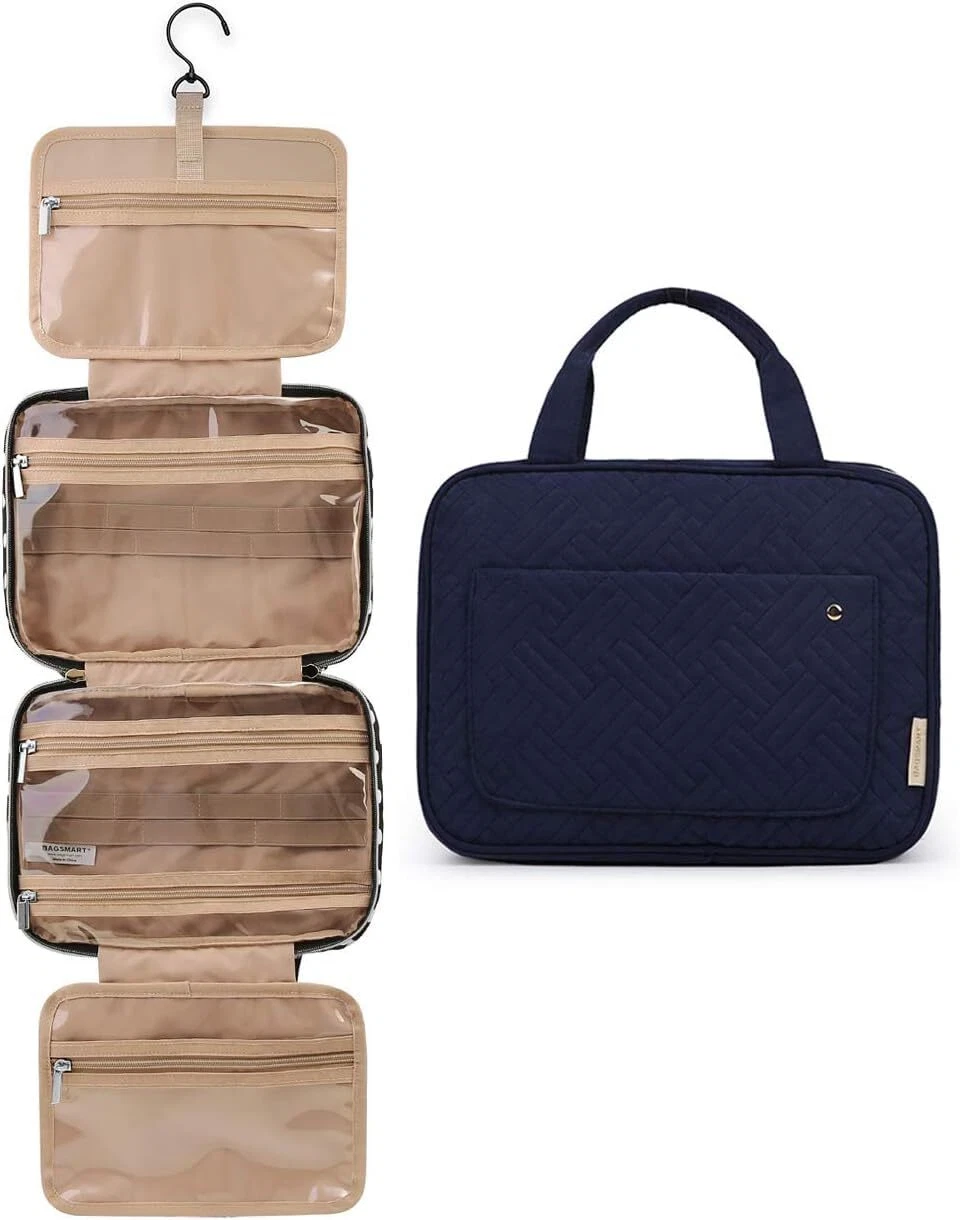 BAGSMART Toiletry Bag Travel Bag with Hanging Hook Water-resistant Makeup Cos...
