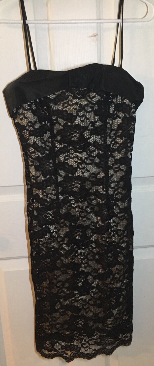 True Meaning Black Lace / Beige Spaghetti Strap Dress… Gem