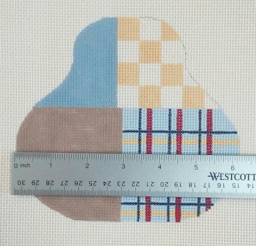 SEW MUCH FUN needlepoint HP handpainted canvas PEAR Patchwork 6.25x5.75" 13mesh - Picture 4 of 5