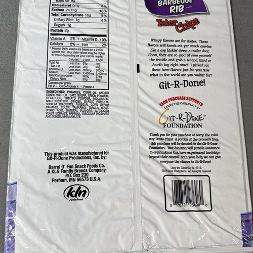 Larry the Cable Guy Tator Potato Chips Barbecue Rib Flavored Empty Bag 2014 - Picture 12 of 12