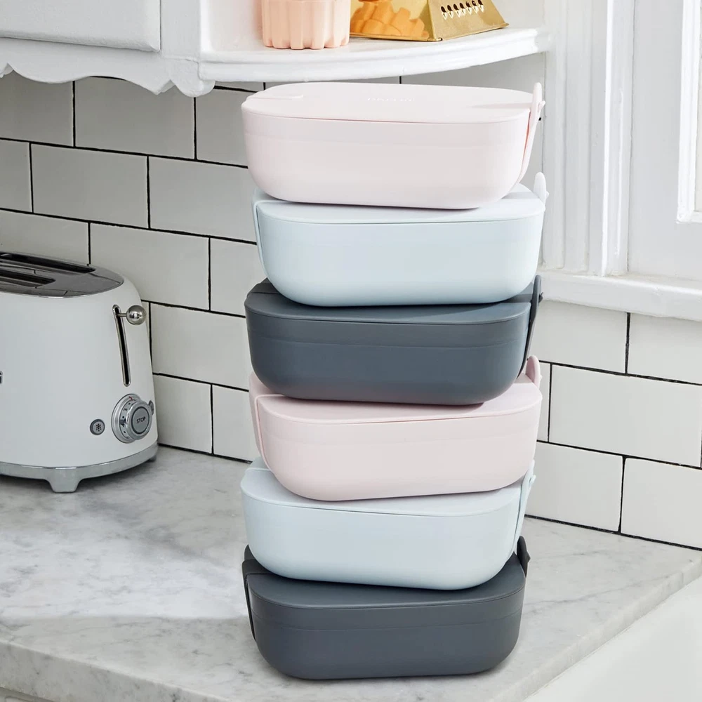 Porter Bento Lunch Box, 3 Compartment Bento Box Portable Lunch Box with Snap Str
