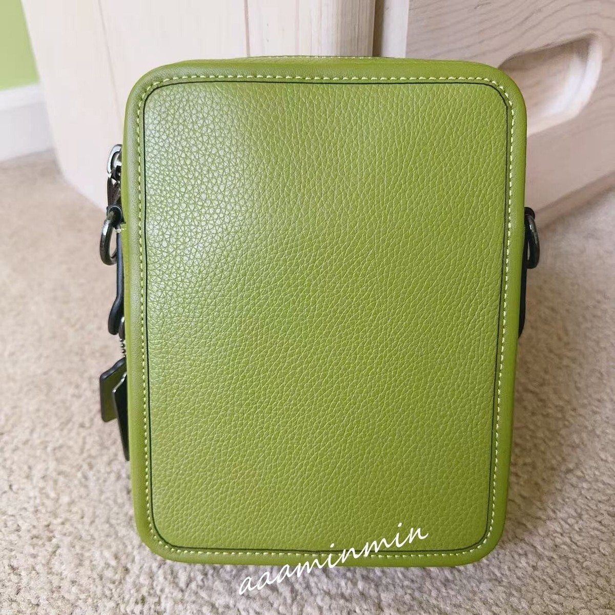 NWT COACH Sullivan Crossbody In Refine Pebble Leather Yellow Green