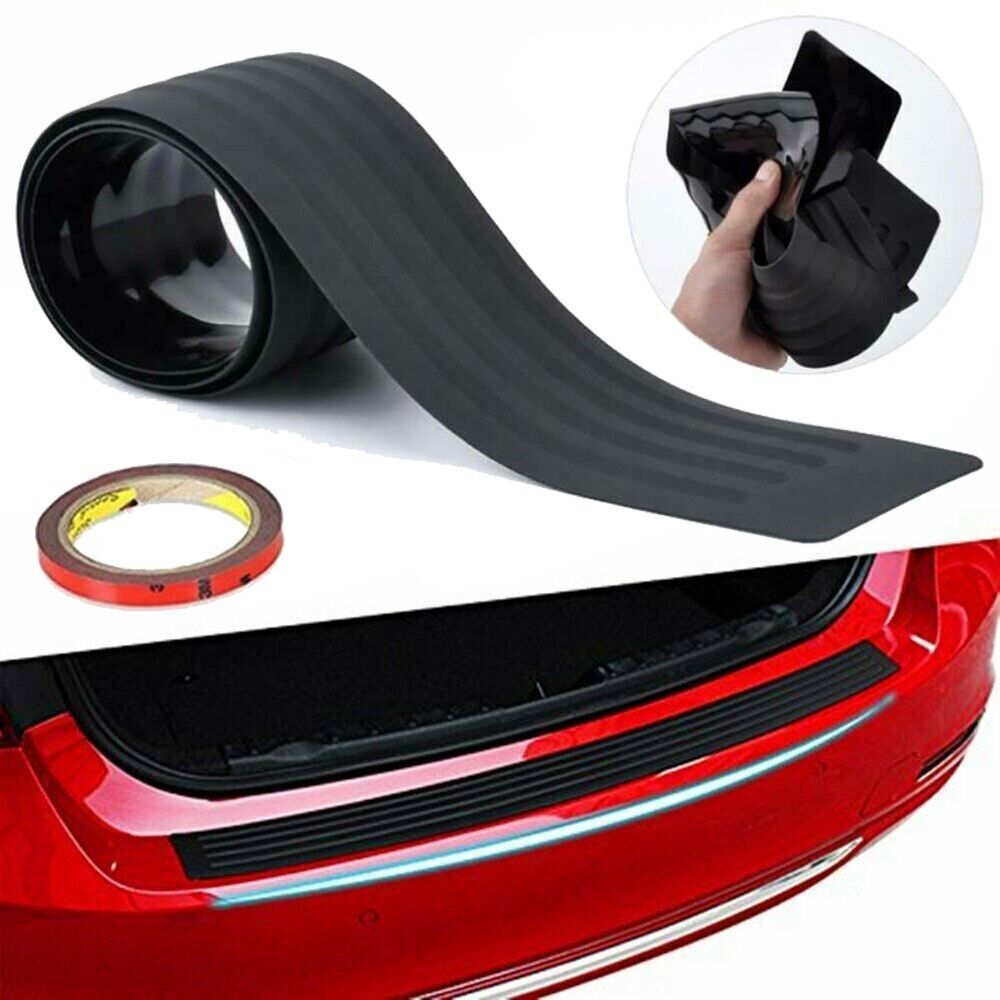 Car Rear Bumper Guard Protector Trim Cover Sill Plate Trunk Rubber Pad Kit 90CM