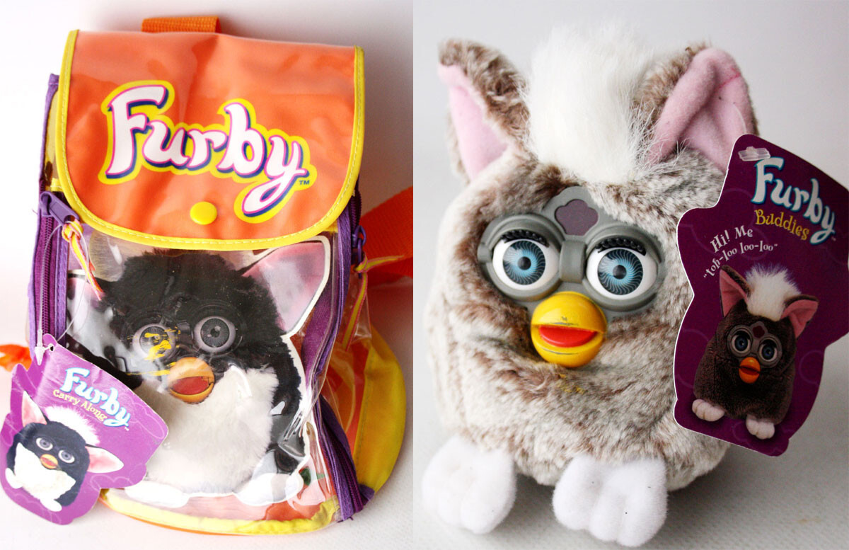 RARE 1999 FURBY BUDDIES PLUSH BEAN BAG + ORANGE CARRY ALONG