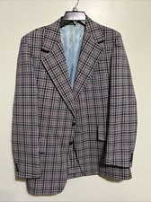 VTG 70s Curlee Paul Burner New Braunfels Leisure Jacket 44 textured plaid