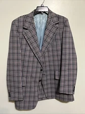 VTG 70s Curlee Paul Burner New Braunfels Leisure Jacket  44 textured plaid