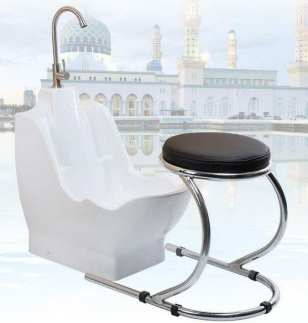 Ablution Wudu Wash Basin with Heavy Duty Chrome Chair Long