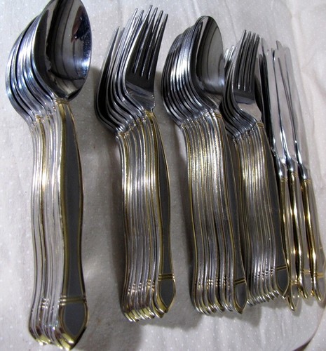 51 pcs Hampton Silversmiths POETRY GOLD Stainless China - Picture 3 of 10