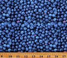 Cotton Blueberries Blueberry Berries Fruits Food Fabric Print by Yard D574.87