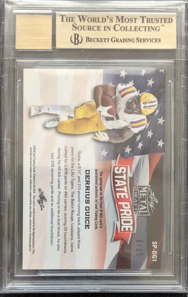 2018 Leaf Metal Derrius Guice State Pride Purple Wave #/15 BGS 9.5/10 - Image 2 of 2