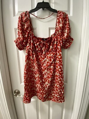 short sleeve red floral dress Red Floral Midi Dress - All Dresses