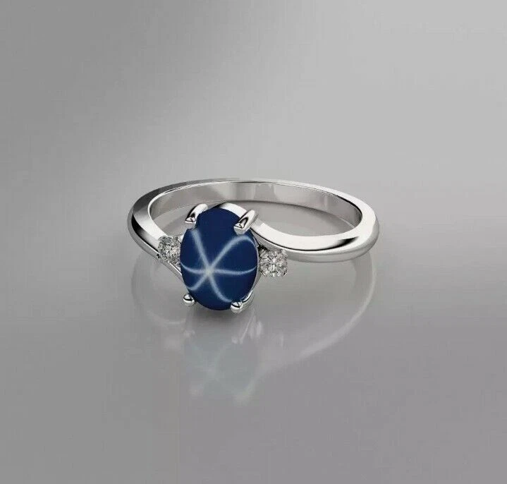 Sterling silver blue shop star sapphire ring