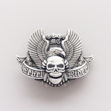 Antique Silver Western Rider Wings Emo Skull Belt Buckle also Stock in the US