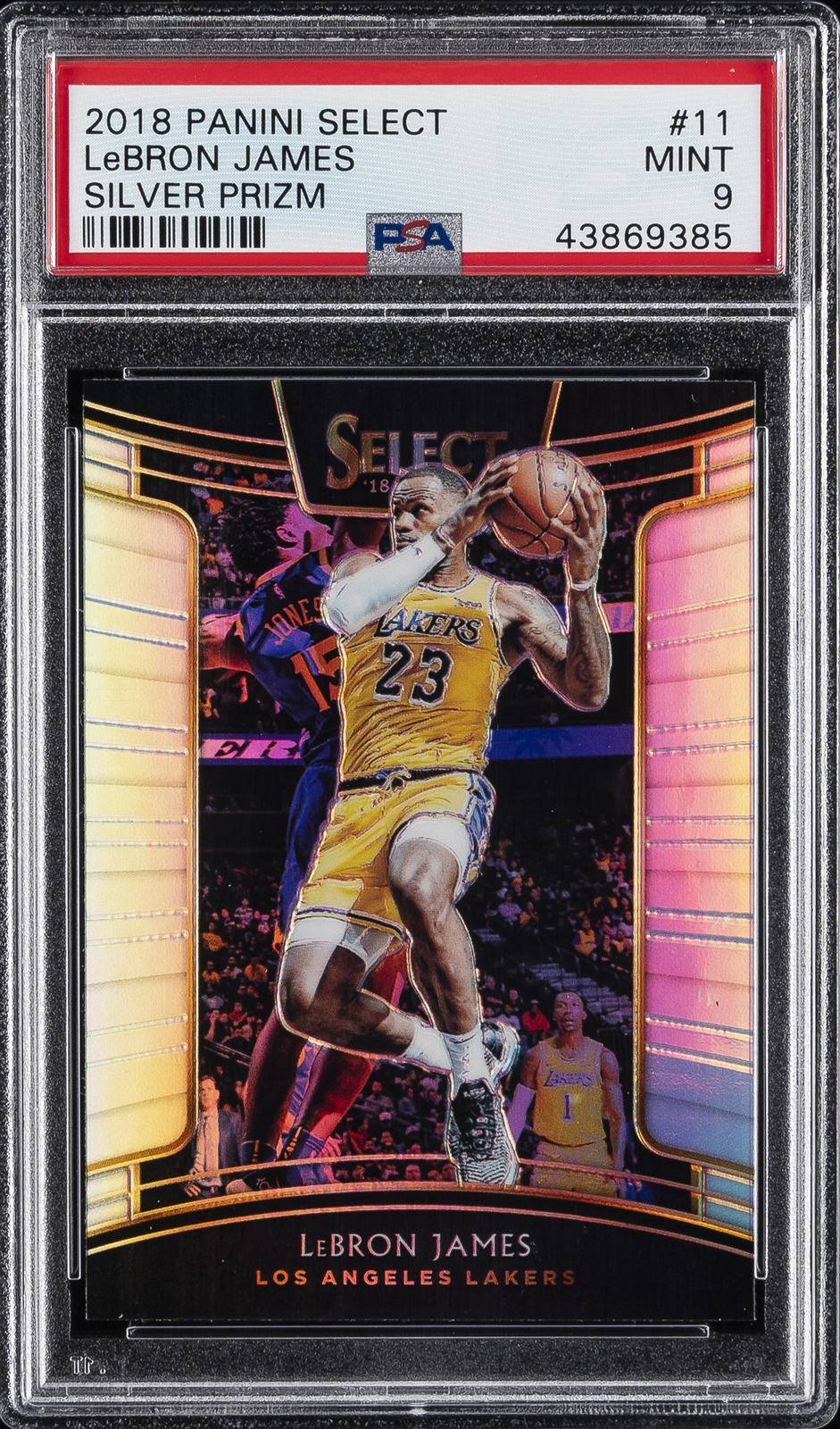 2018 PANINI SELECT SILVER PRIZM #11 LEBRON JAMES PSA 9