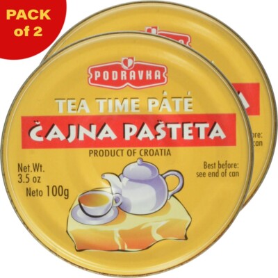 Pack 2 Canned Meat Pork Liver Pate ''For Tea Time'' Podravka 100g x 2