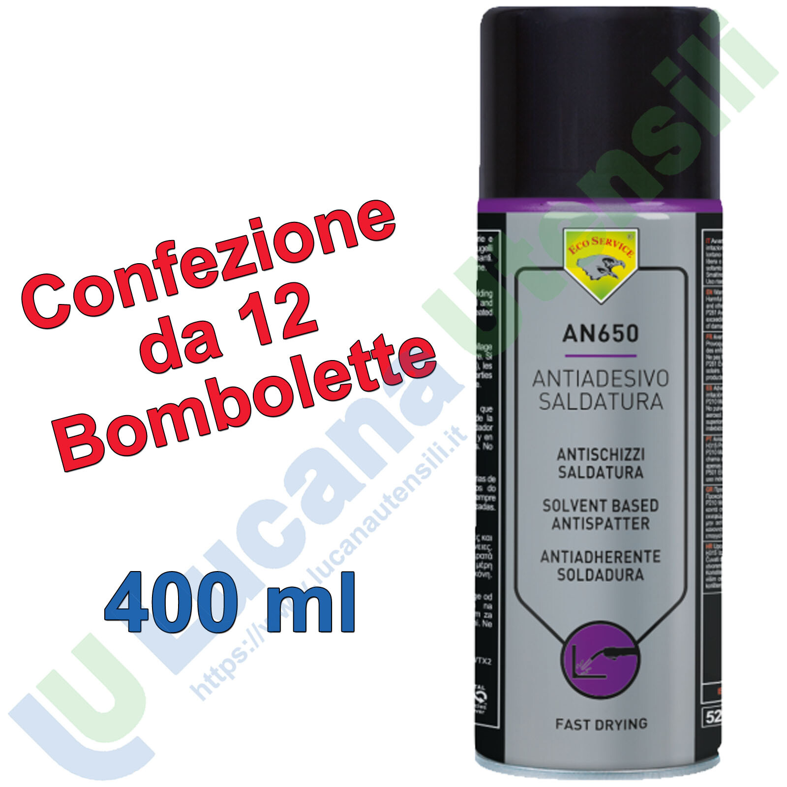Spray Antiadesivo Saldatura Eco Service Senza Silicone - Kit 12x 400ml
