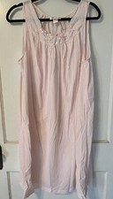 Vintage SHADOWLINE Pink Nylon Sleeveless Nightgown 1x Roses