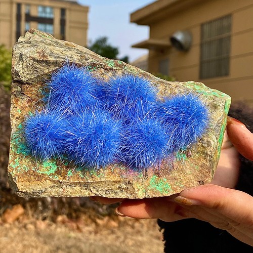 Sfera minerale ago blu - splendido grappolo di cristalli - esemplare minerale - 1,36 libbre - Foto 9 di 15