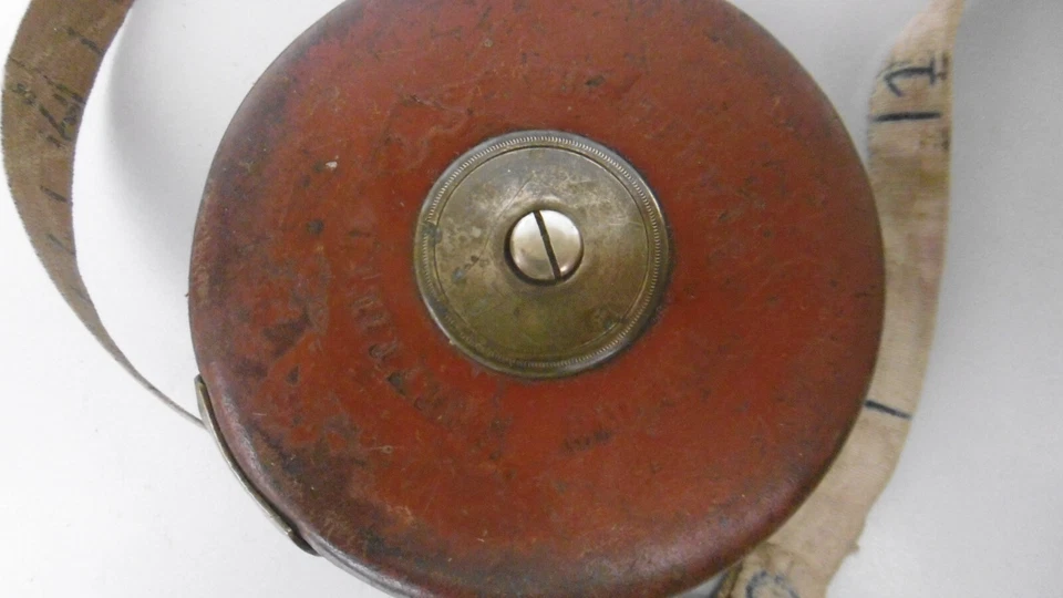 ancien decamètre cuir metre ruban chestdrams patent - Photo 3/4