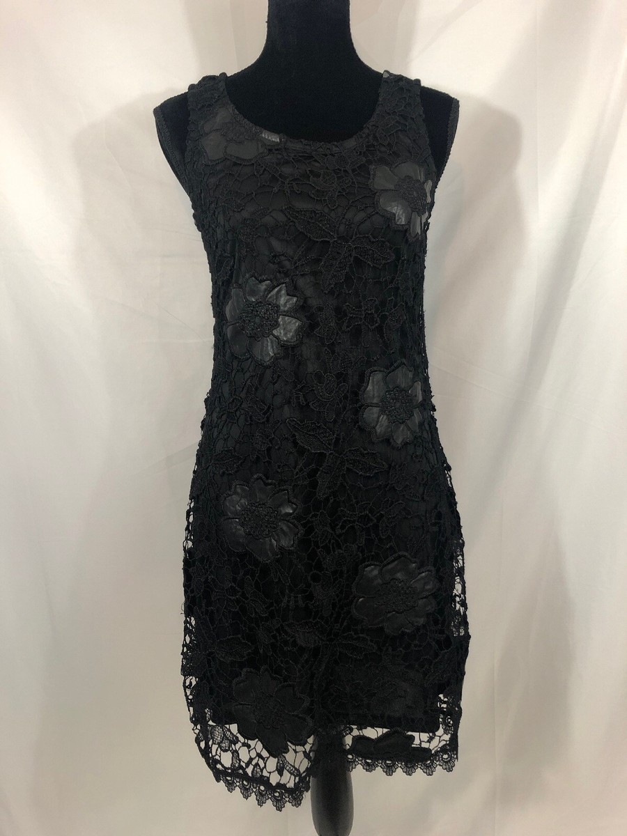 Solitaire NWT Womens Size XS Black Sleeveless Floral Lace Overlay Dress