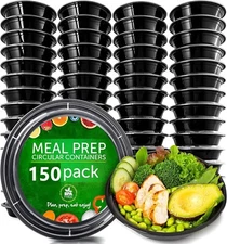 150 Pack Reusable Plastic Containers with Lids Meal Prep Bowls Lunch Box 32/24oz