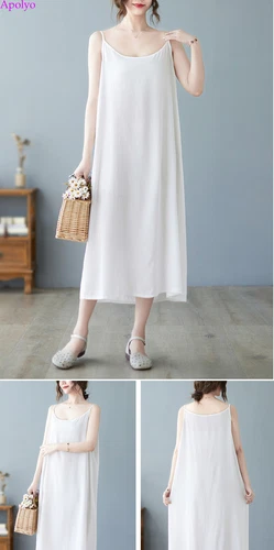 Womens Sundress Cotton Linen Slip Tank Summer Casual Loose Shirt Tunic Dress - Bild 8 von 29