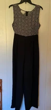 Womens vintage Karin Stevens sz 12 wode leg black jumpsuit