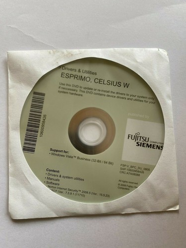 Pilote Et Utilitaires Fujitsu ESPRIMO, CELSIUS W 2008