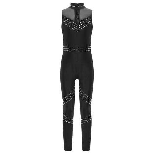Kinder Mädchen Jumpsuit Ärmellos Unitard Vollkörper Trikot Kunstlaufen Rompers - Picture 38 of 71
