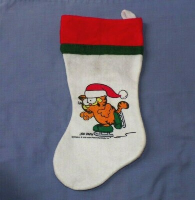 14'' Enesco Jim Davis Garfield Cat Christmas Tree Stocking Cloth Cartoon VTG 