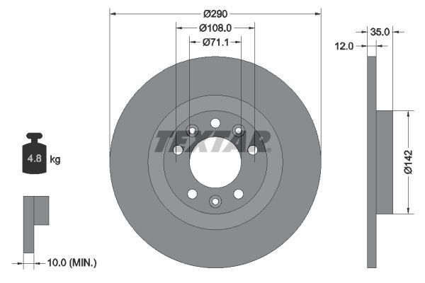 2X Textar 92267303 Bremsscheibe FüR CitroËN Ds Opel Peugeot Toyota Vauxhall-image