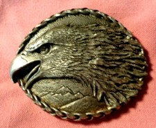 Vintage EAGLE BELT BUCKLE EGE 1993 USA Pewter Embossed metal art