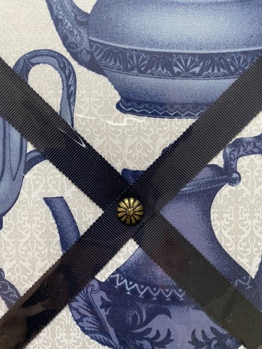 BN - blue TEA-POTS Fabric Notice Message Memo Board - 24” (60cm) x 24” (60cm) - Picture 3 of 5