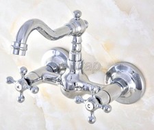 New Chrome Brass Wall Mount Bar Kitchen Bathroom Swivel Spout Faucet Tap snf583