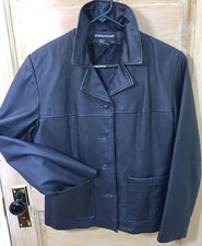 Savannah Woman's 100% Leather Black Jacket Or Coat Size M  4 Button