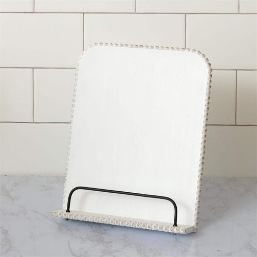 Distressed Beaded Wood Cookbook Stand - Foto 2 di 3