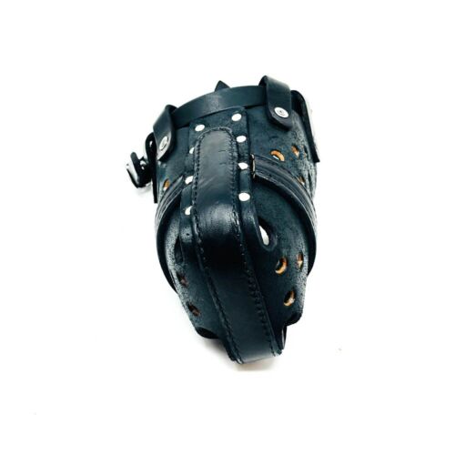 Red Line K9 Latigo Leather Agitation Police Dog Muzzle, Handmade, Black, Large - Picture 2 of 10